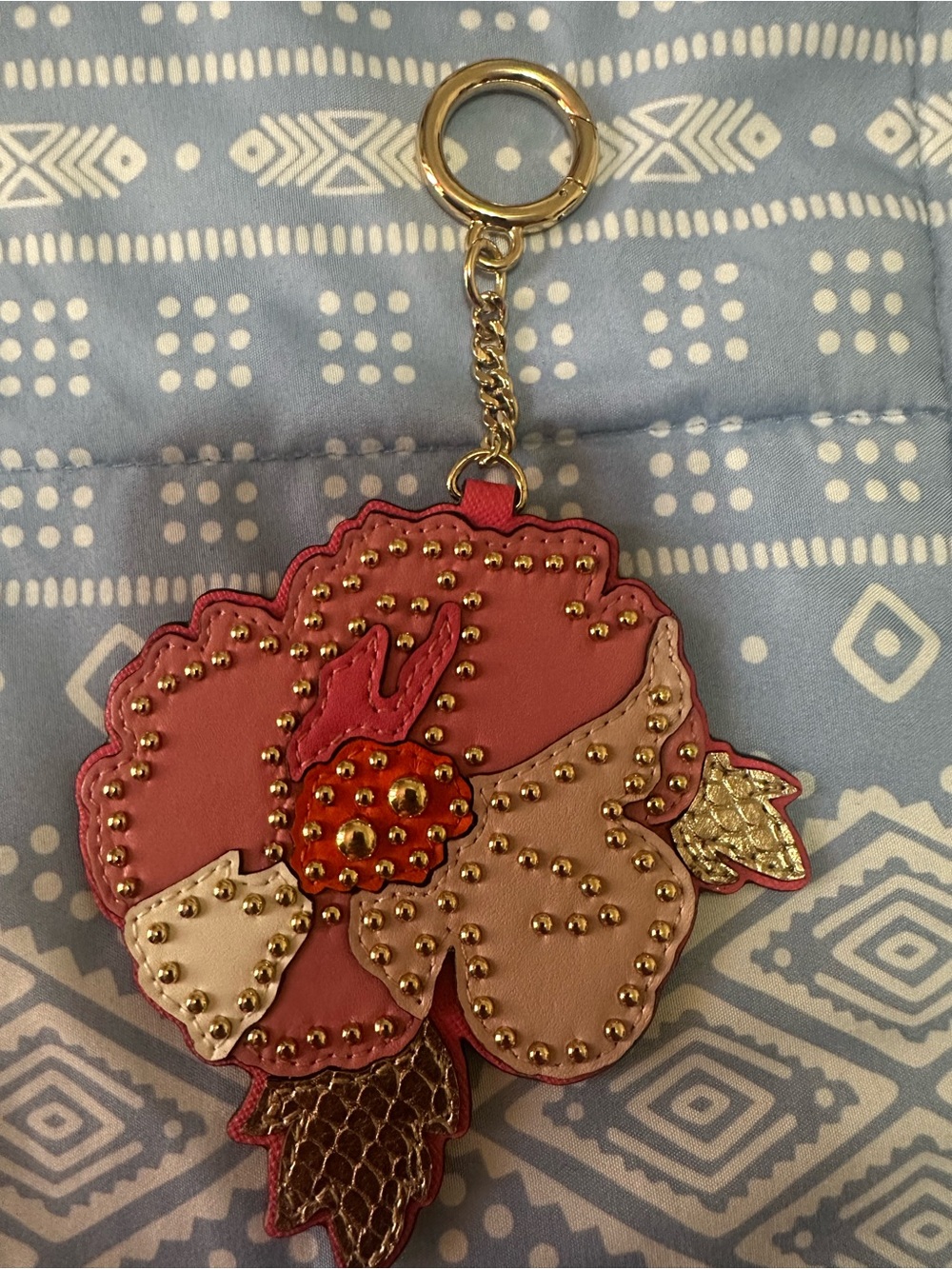 Michael Kors Red Floral Saffiano Leather Keychain - Picture 13 of 13